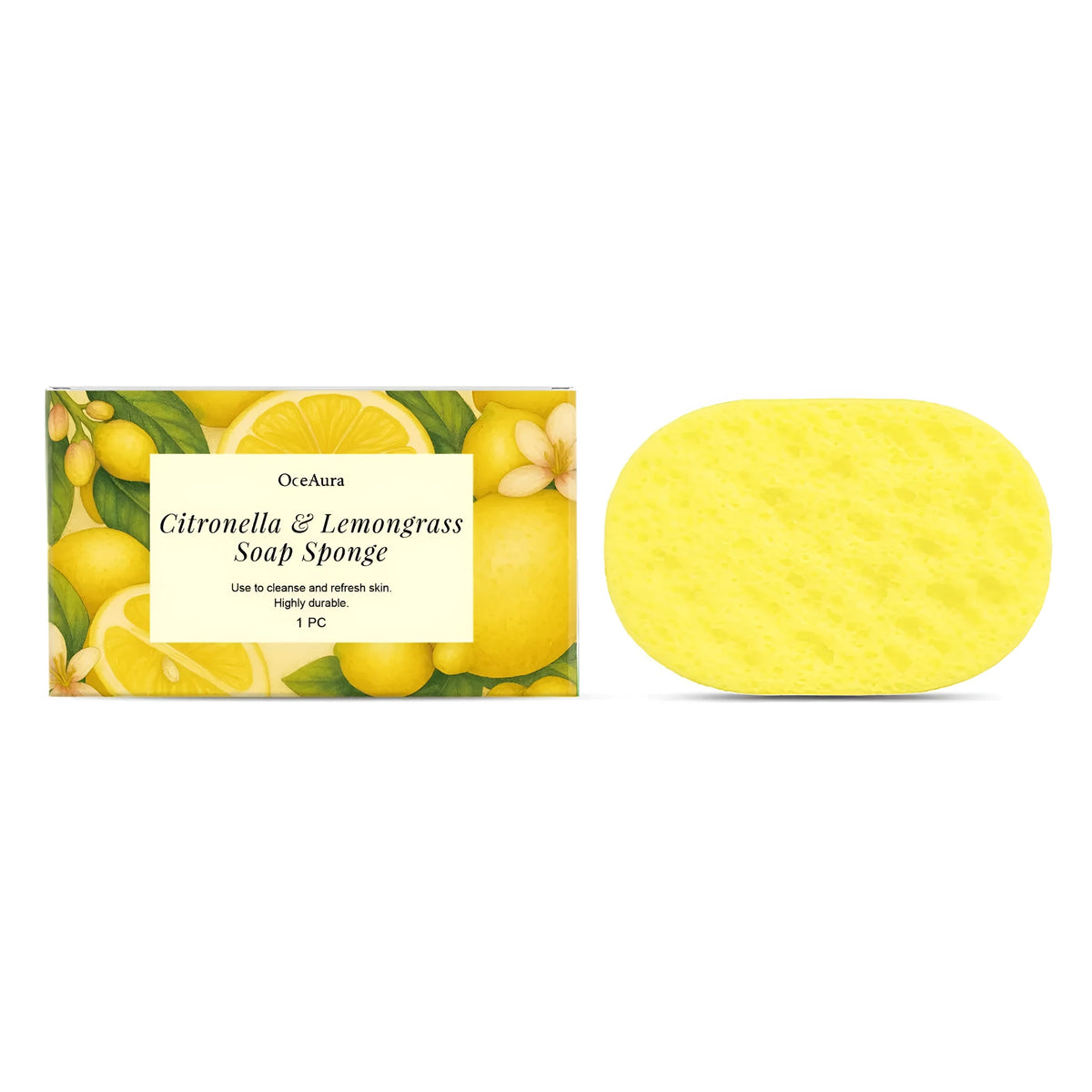 Citronella lemongrass soap sponge bath sponge with PU and polyester fibre, exfoliating body scrubber