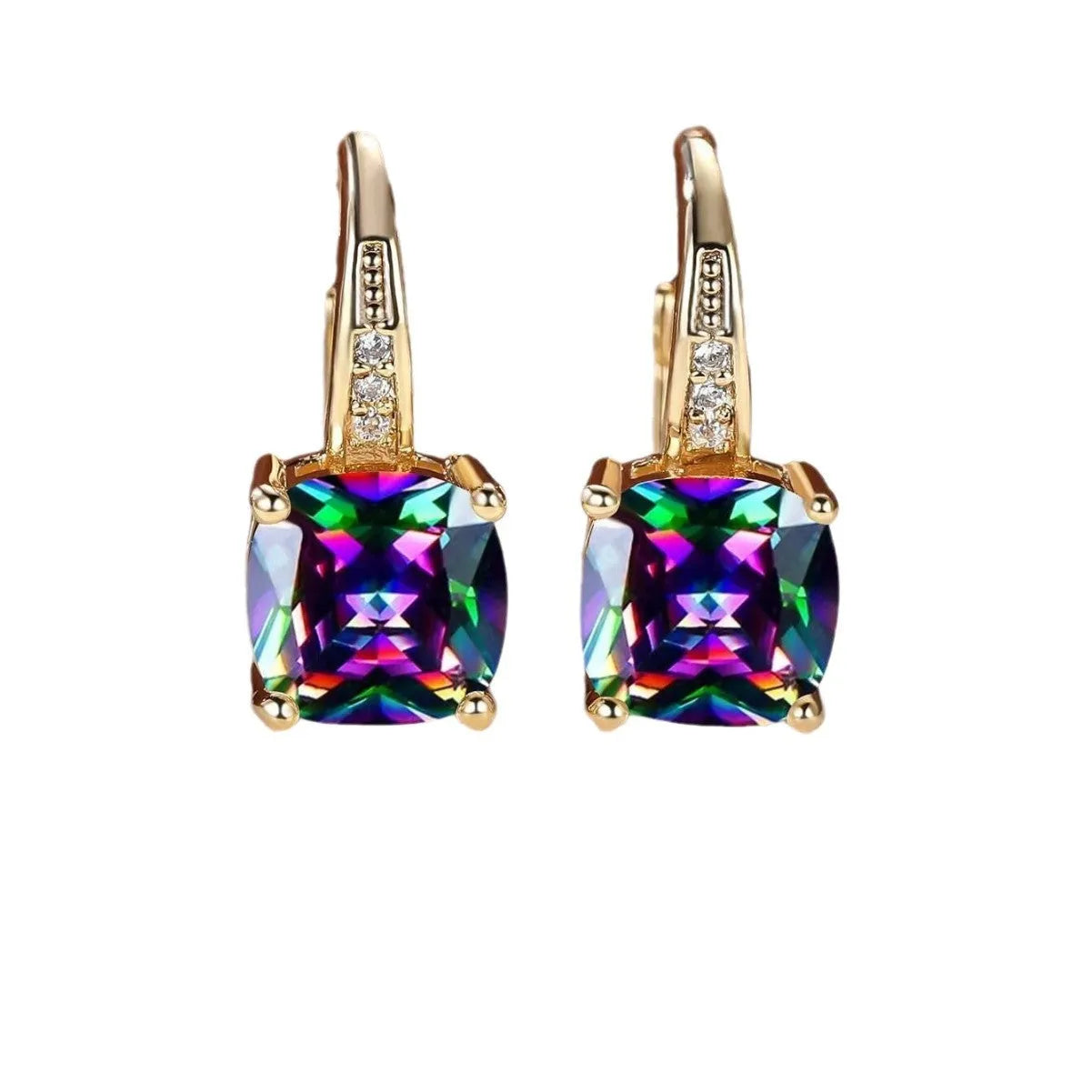 Square geometric moissanite ear clip jewellery in gold or silver electroplated finishes