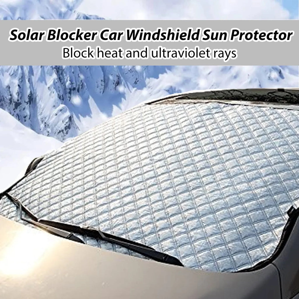 Aluminium film car windshield frost cover measuring 140 x 95 cm with nylon construction