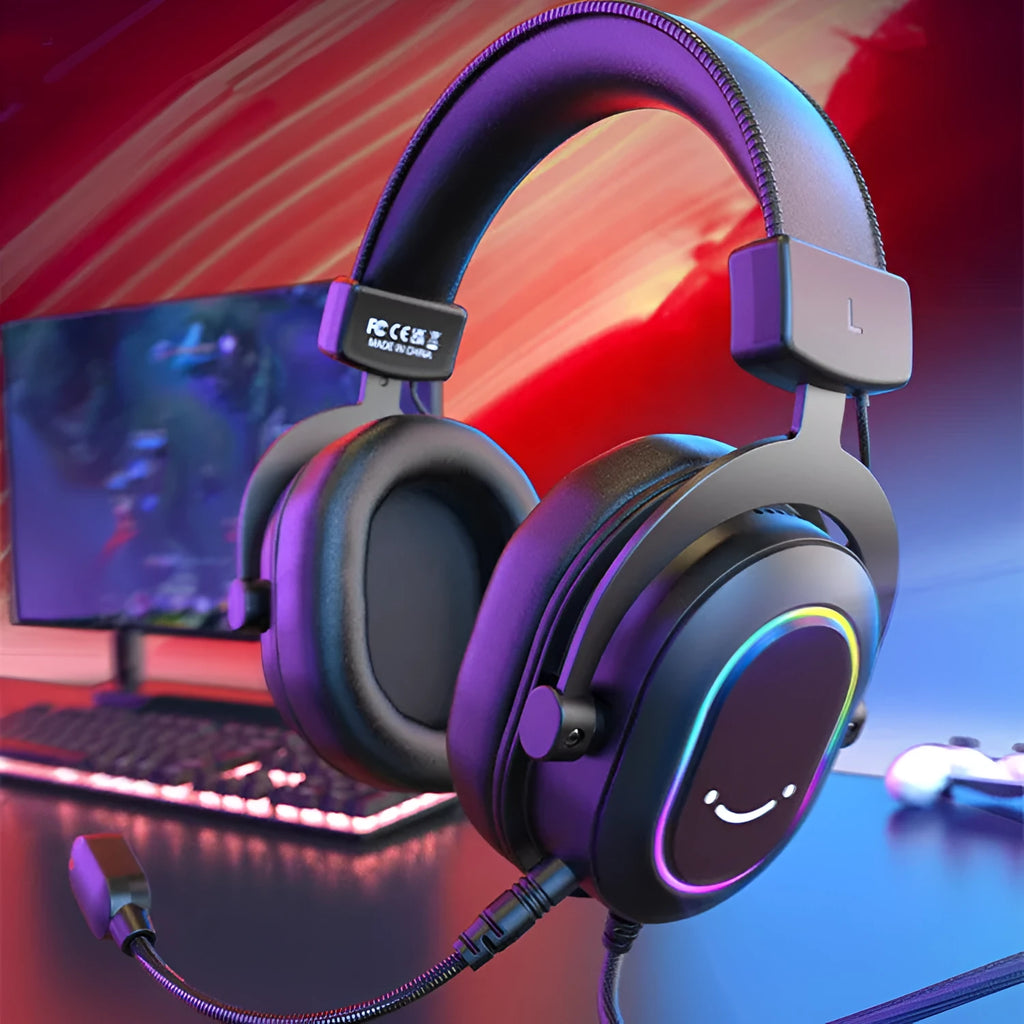 H6 Black USB wired gaming headset with built-in omnidirectional microphone and 48kHz sampling