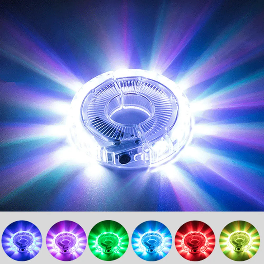 Bicycle wheel light accessory with ABS housing and rubber gaskets for hub mount up to 3 cm