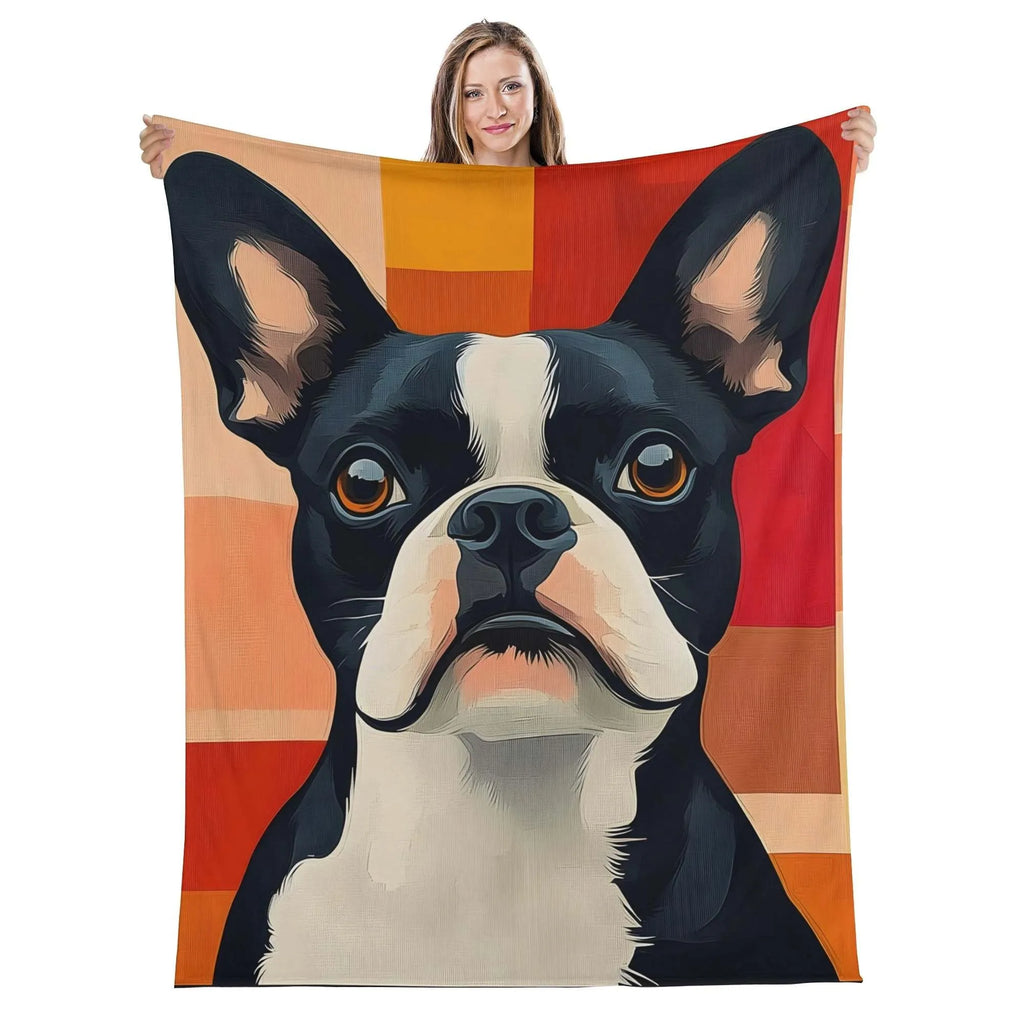 Soft polyester pet dog lover blanket with cartoon style, 100x130CM, colour option