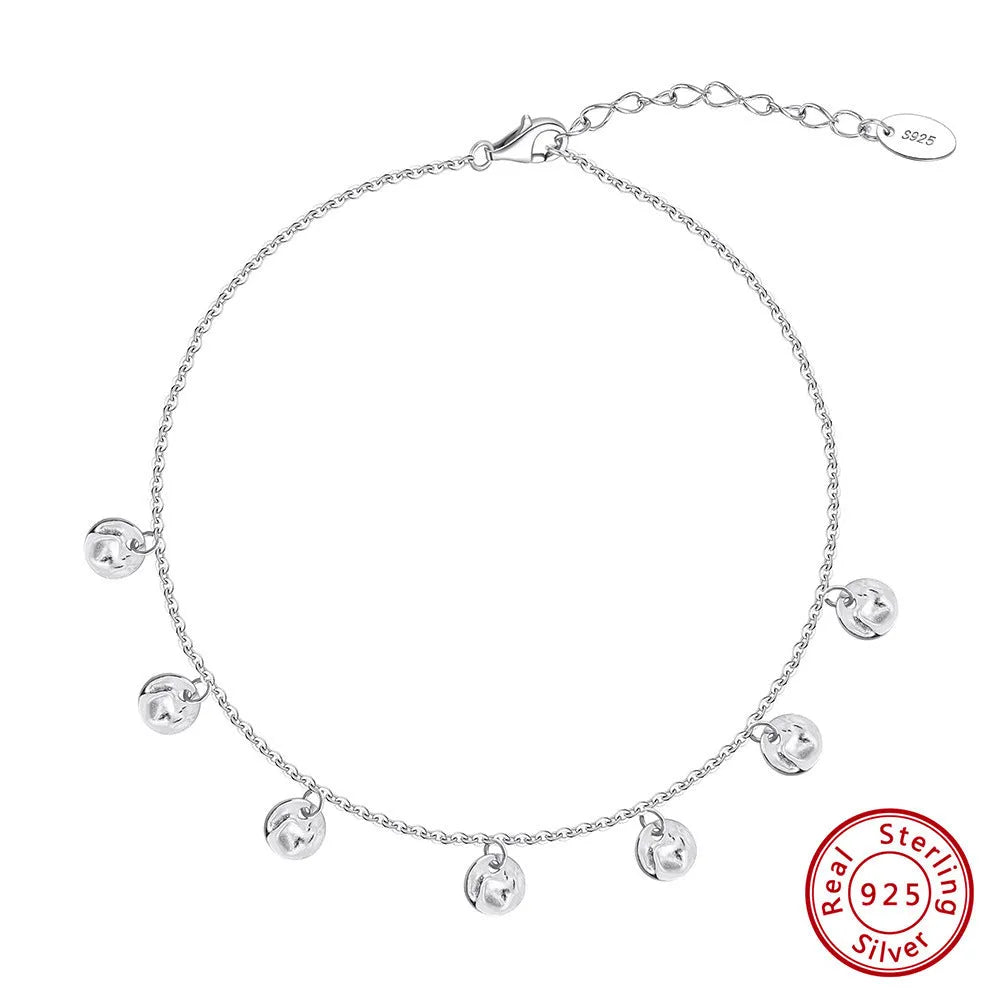 S925 sterling silver geometric Han-style women's anklet in gold or platinum plate.