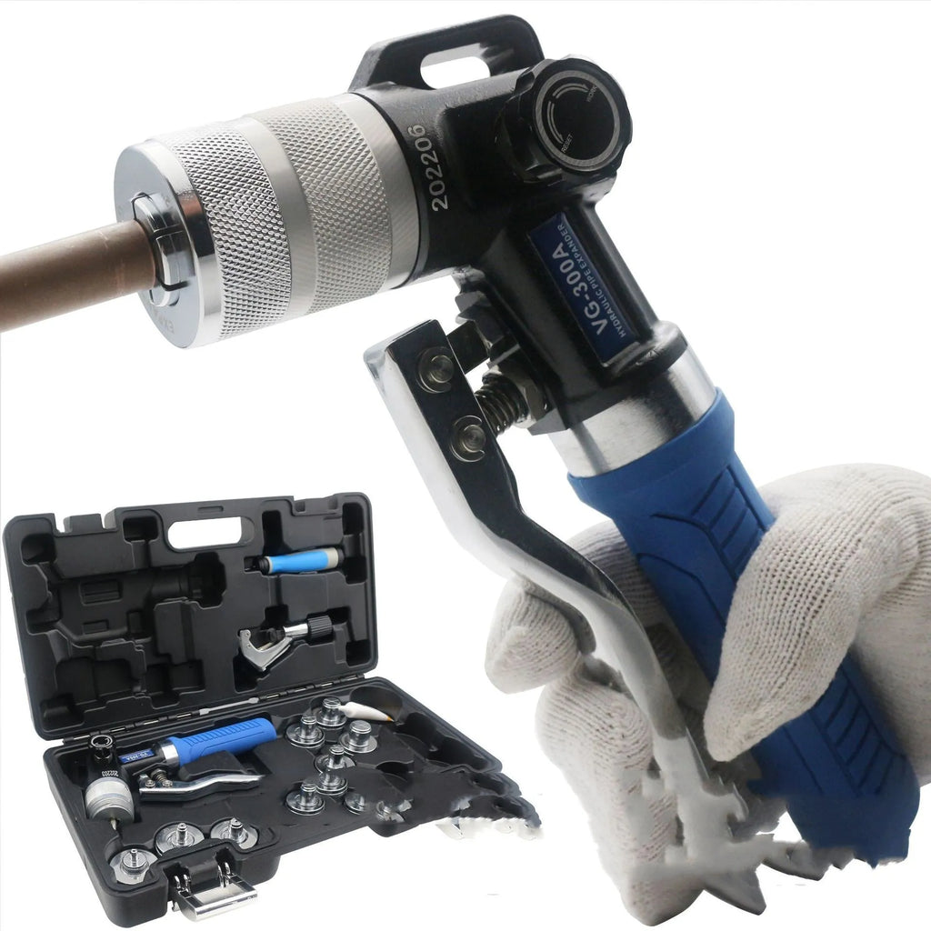VG-300 style hydraulic tube expander tool for refrigeration maintenance