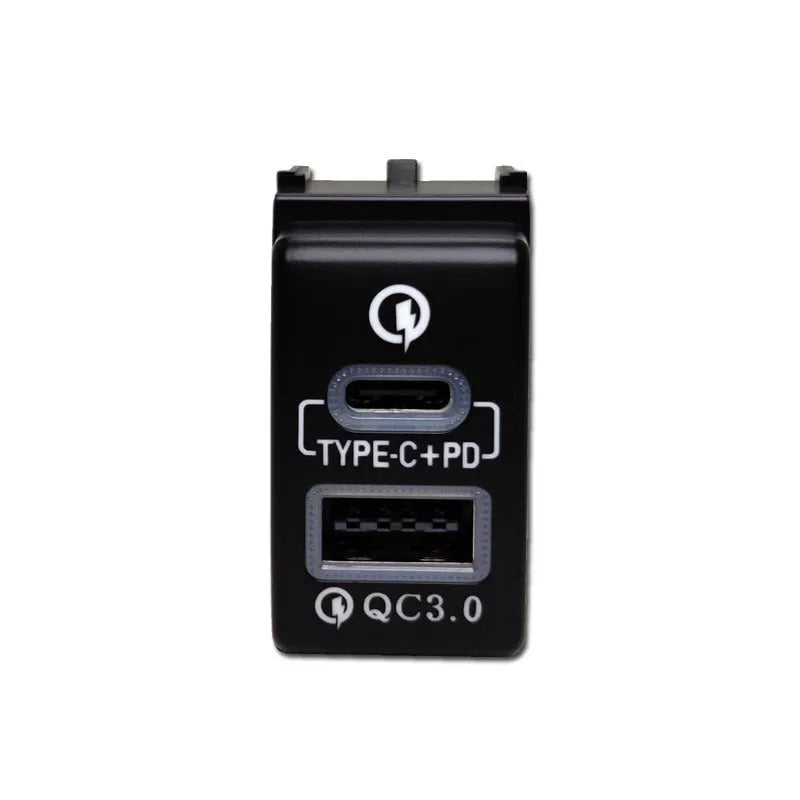 Portable PD fast car charger with QC3.0 snap-on design and Double Fast Charge model for wired in-car charging