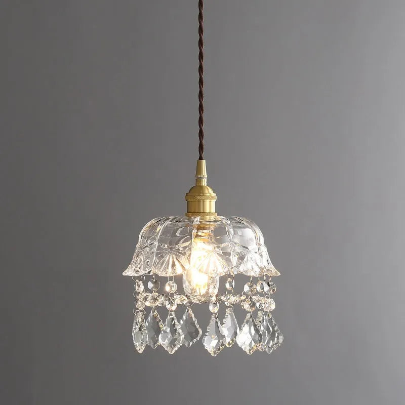 Modern crystal glass ceiling lamp with warm light for porch corridor bedside