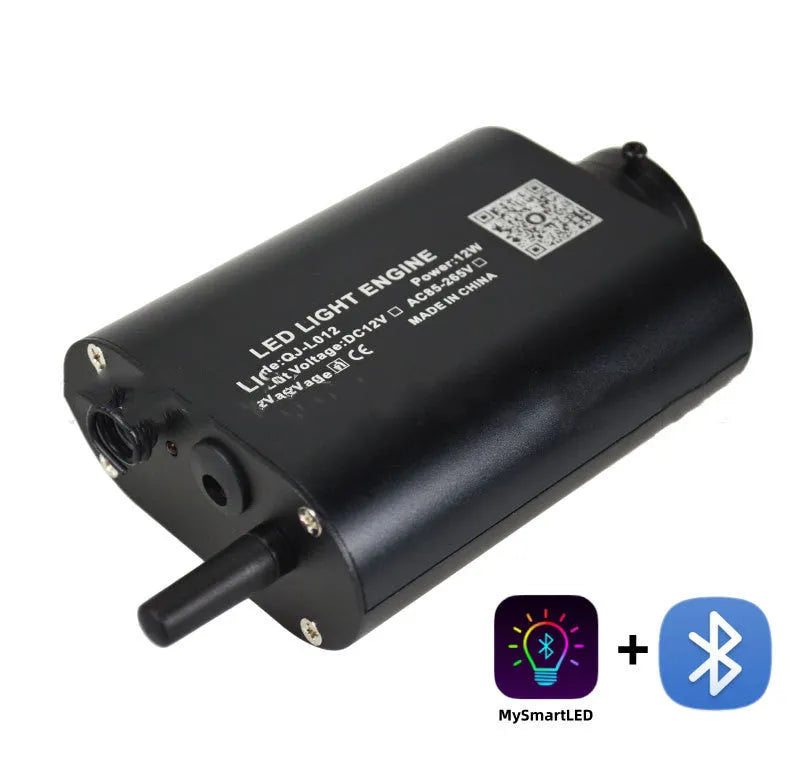 Compact 12W RGBW fiber optic light source for car star dome with 20mm coupling head and remote control