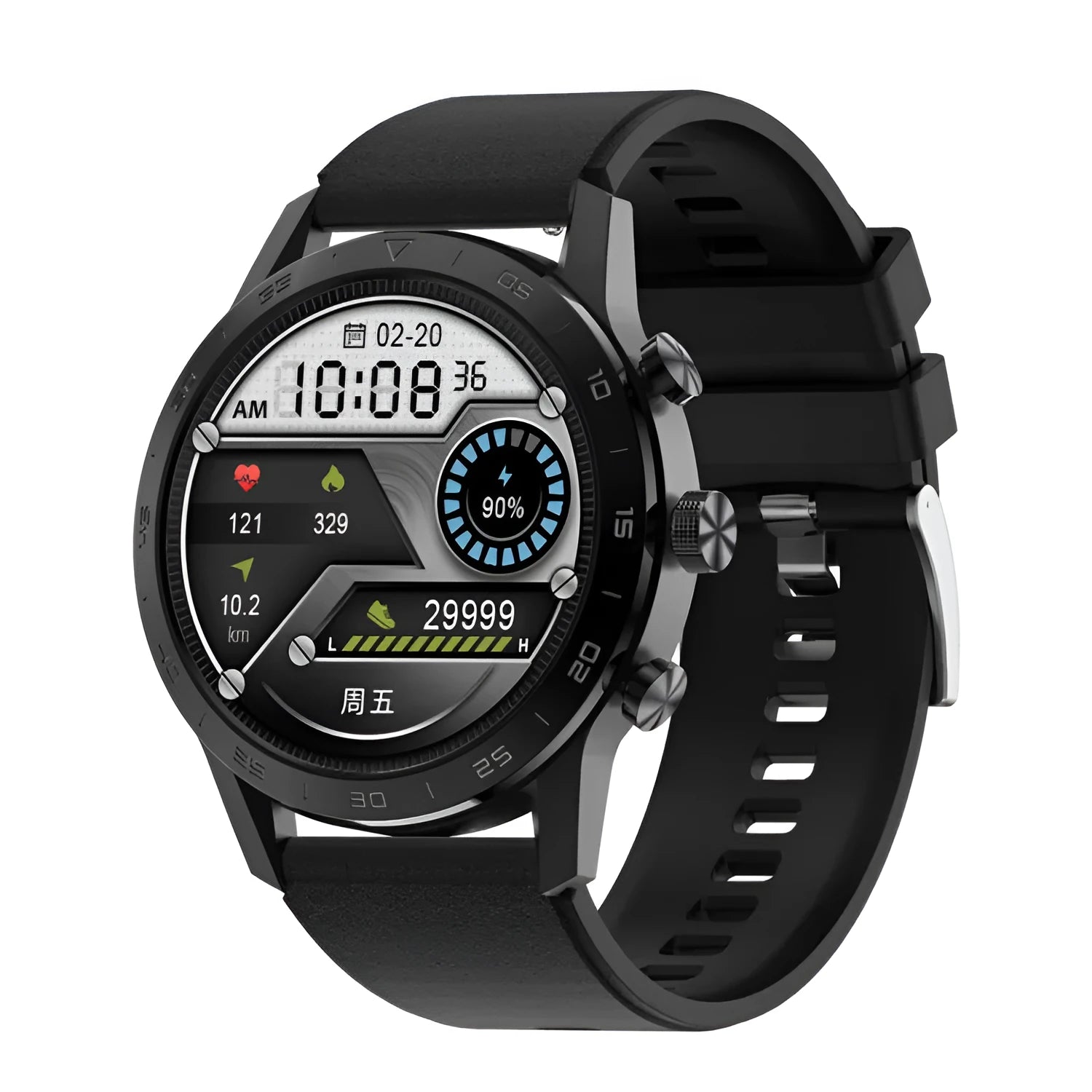 Fitness tracker smart watch with 1.39-inch IPS full screen, Bluetooth call feature, and step counter on display