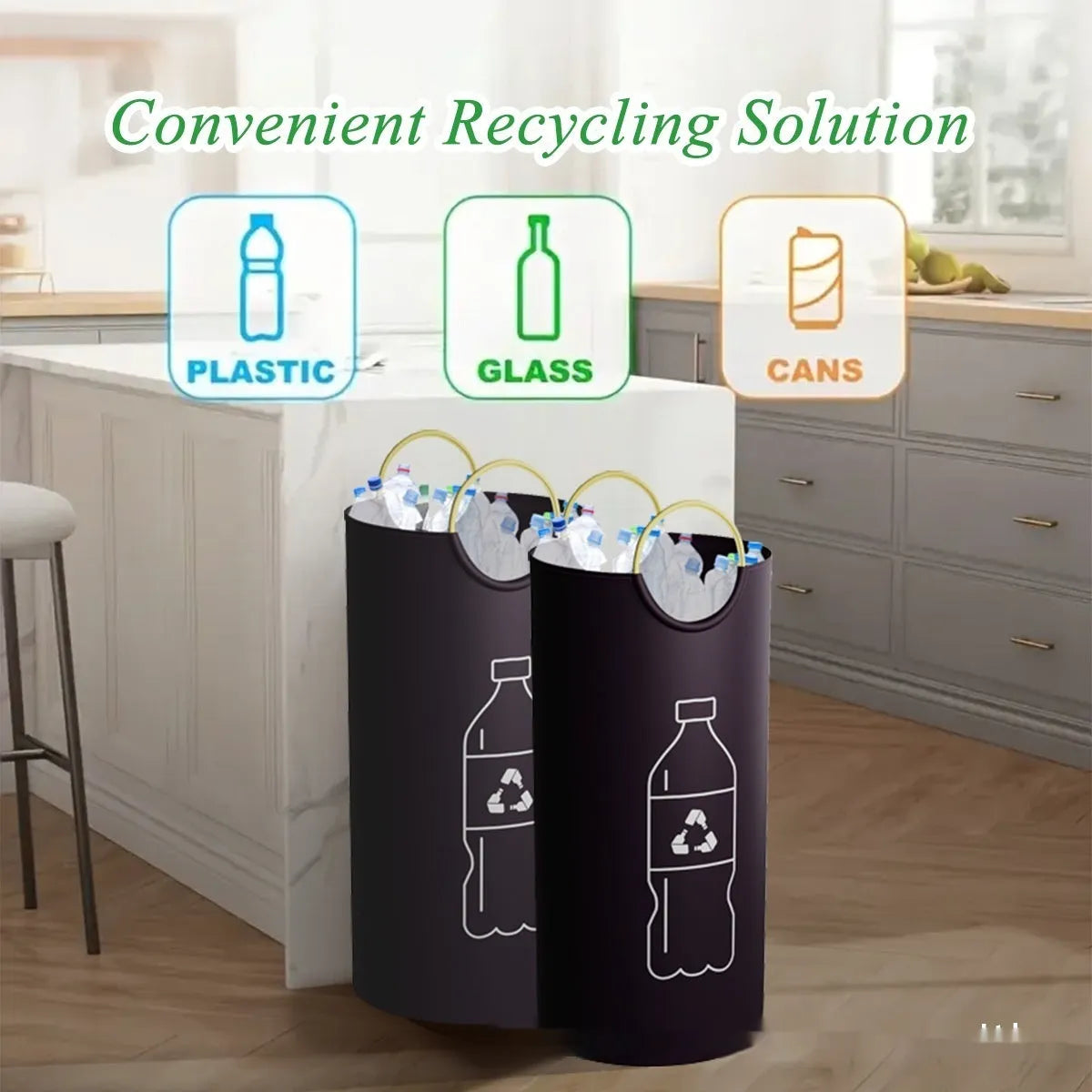 38x72cm round portable PP rubbish bin with plastic bag