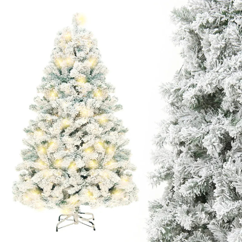 PVC artificial snow Christmas tree with metal stand in green and white colour options