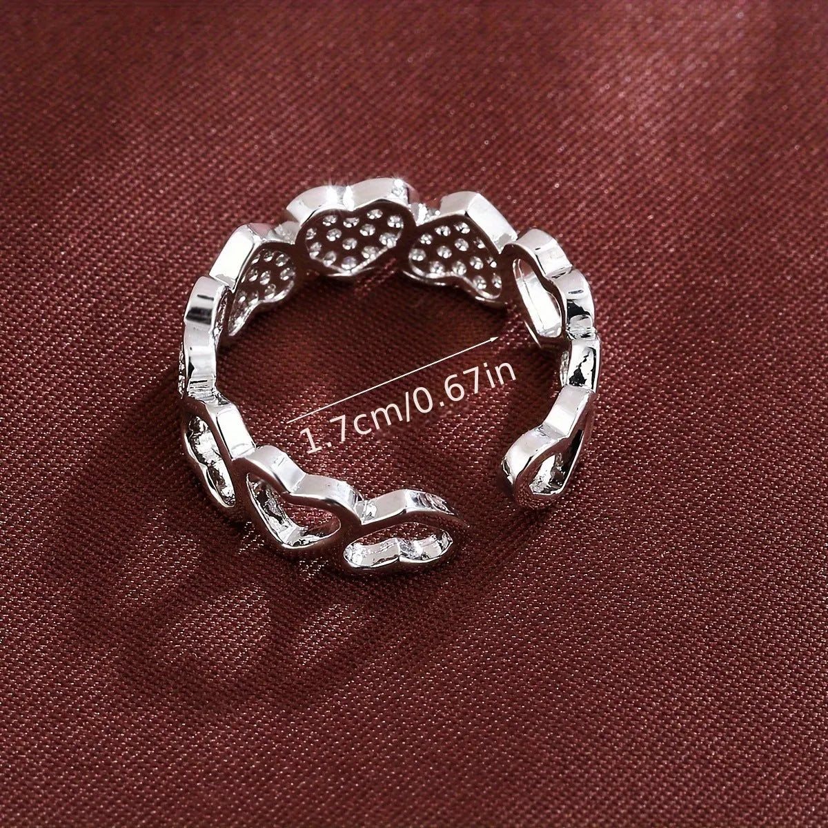 Adjustable copper couples ring with heart element in gold or silver colour