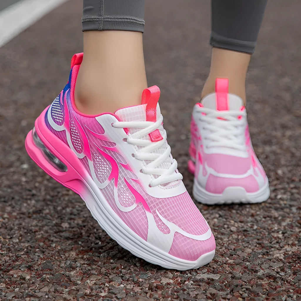 Women's casual mesh sneakers in Pink, Plum Red and Moonlight colours with PU soles