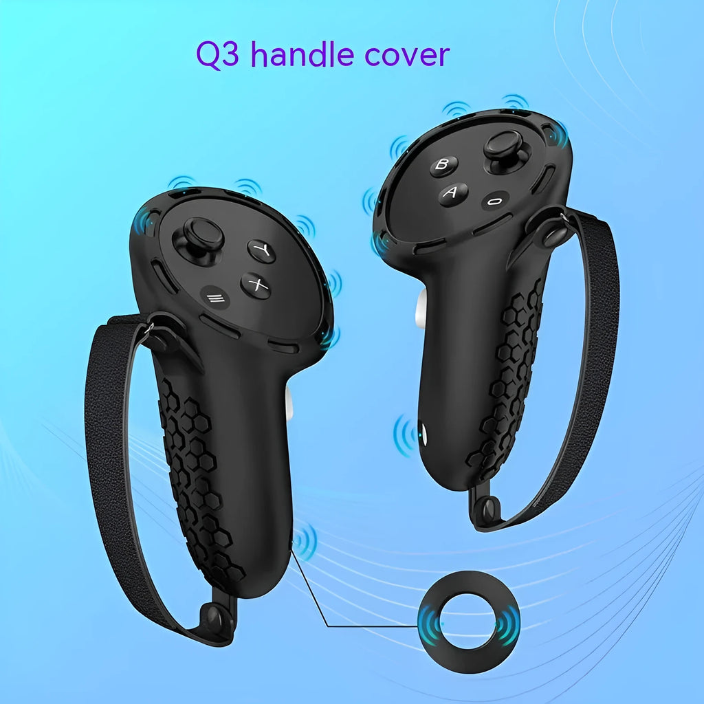 Silicone handle protective sleeves for Meta Quest 3 VR controllers in multiple colour options