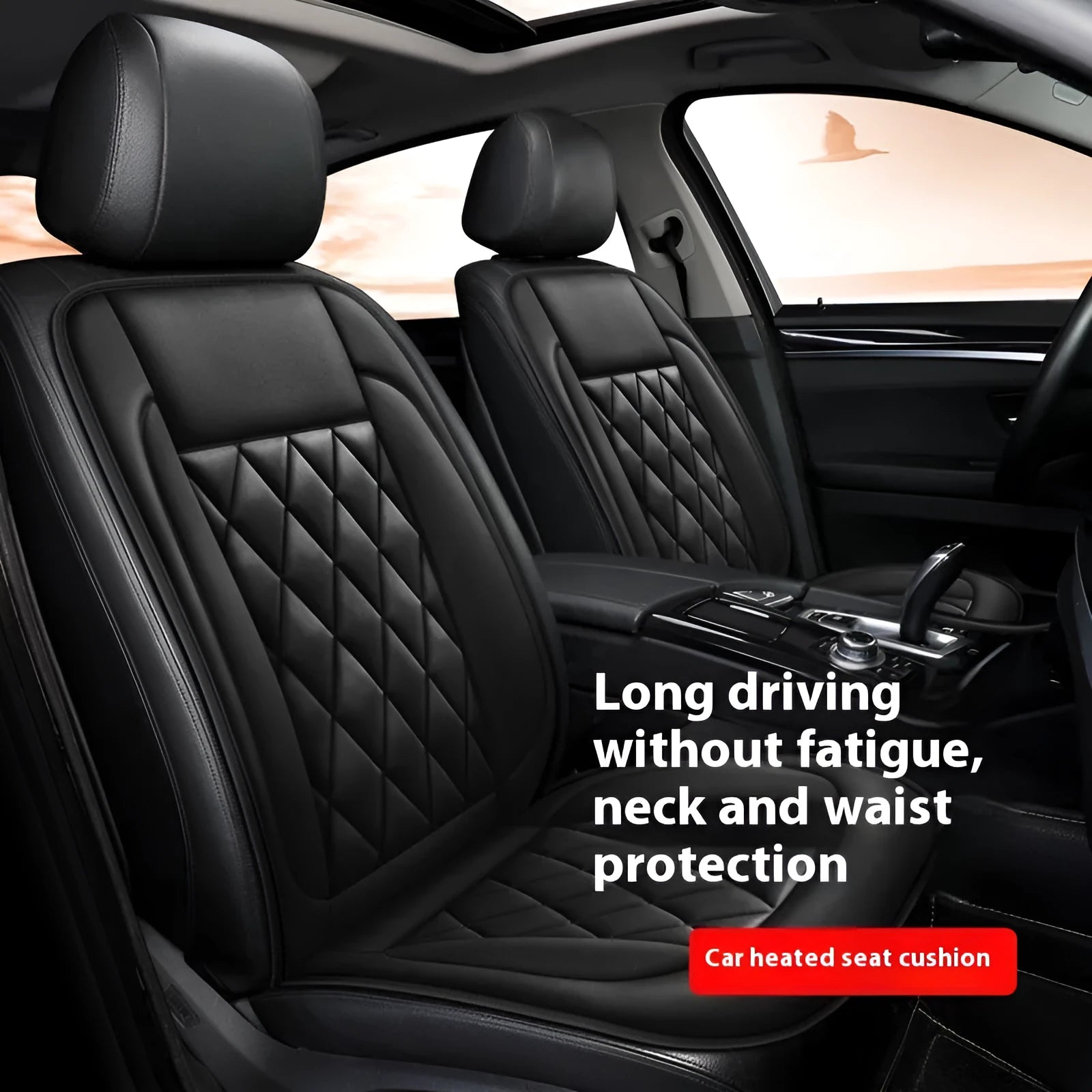 Winter solid colour car plush warm cushion in black with synthetic fibre filler