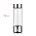 Silver hydrogen water generator bottle with borosilicate glass cylindrical design and electric components