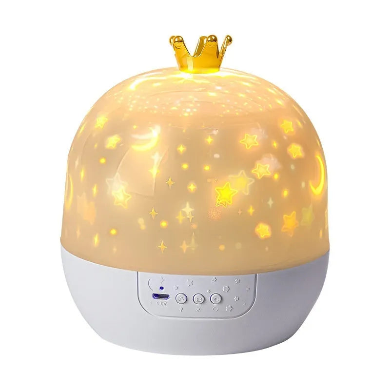 Crown starry sky projection lamp with music box, 3W LED, built-in battery, planets modelling, 130x140mm