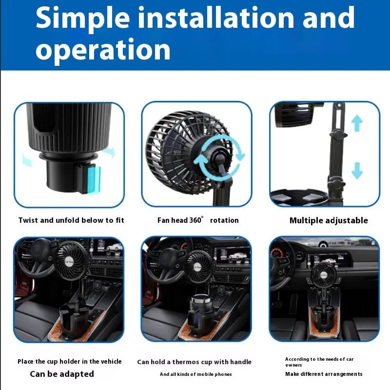 Car cup holder cooling fan with ABS plastic housing in vehicle cup holder