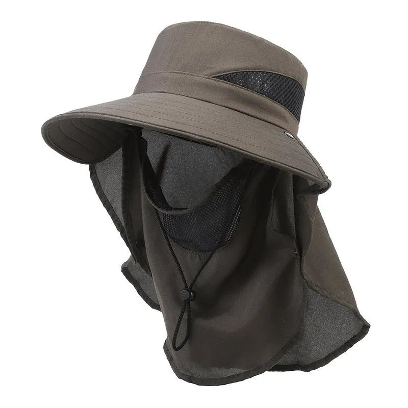 Men's adjustable drawstring fisherman hat with wide brim in army green colour