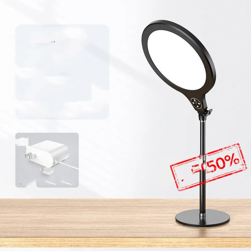 K13 desktop fill light bracket with 26cm or 35cm fill light, aluminium alloy and ABS, USB powered.