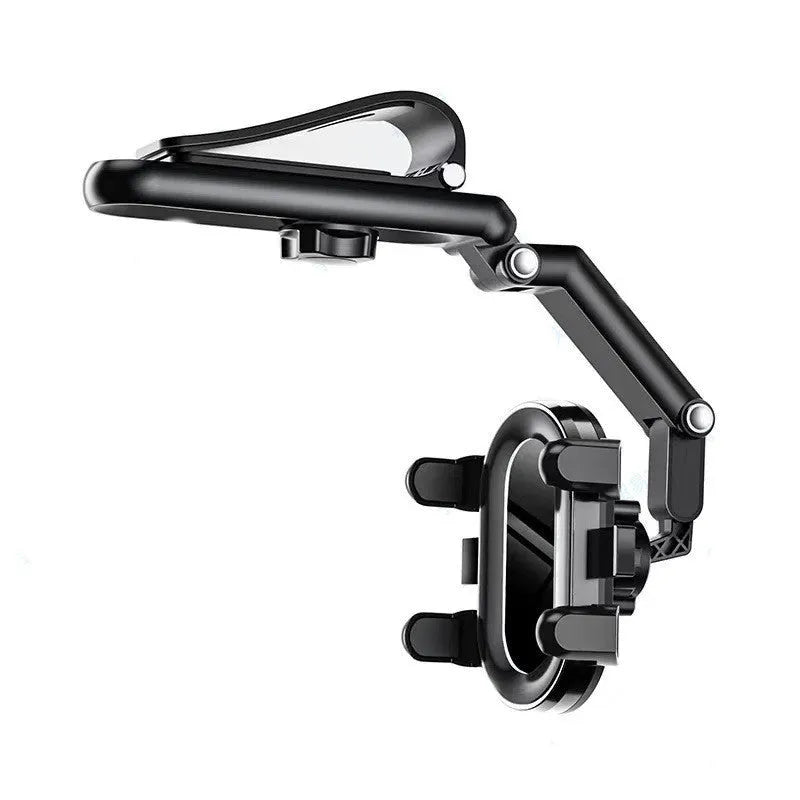 Black buckle-mount car sun visor attached to a vehicle's rear seat sun visor area.