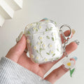 White floral pattern transparent TPU protective cover for Apple AirPods charging case