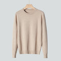 Men's modal knitted round neck pullover sweater in black, loose fit, long sleeve