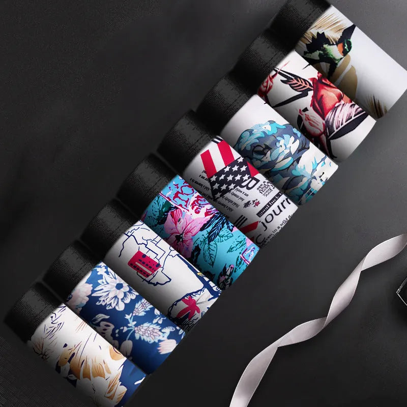 Men's plus-size personalised boxers in Ice Silk polyester fabric with mid-waist design