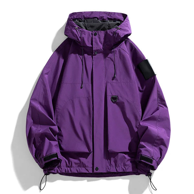 Men's waterproof hooded jacket in polyester blend available in multiple colours and extended sizes