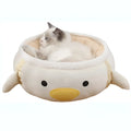 Green chick-shaped cat bed shown both flat and hanging as a hammock for a small cat