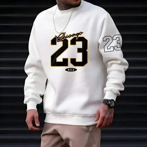 Men's art letter design fleece sweatshirt in pullover style available in four colours