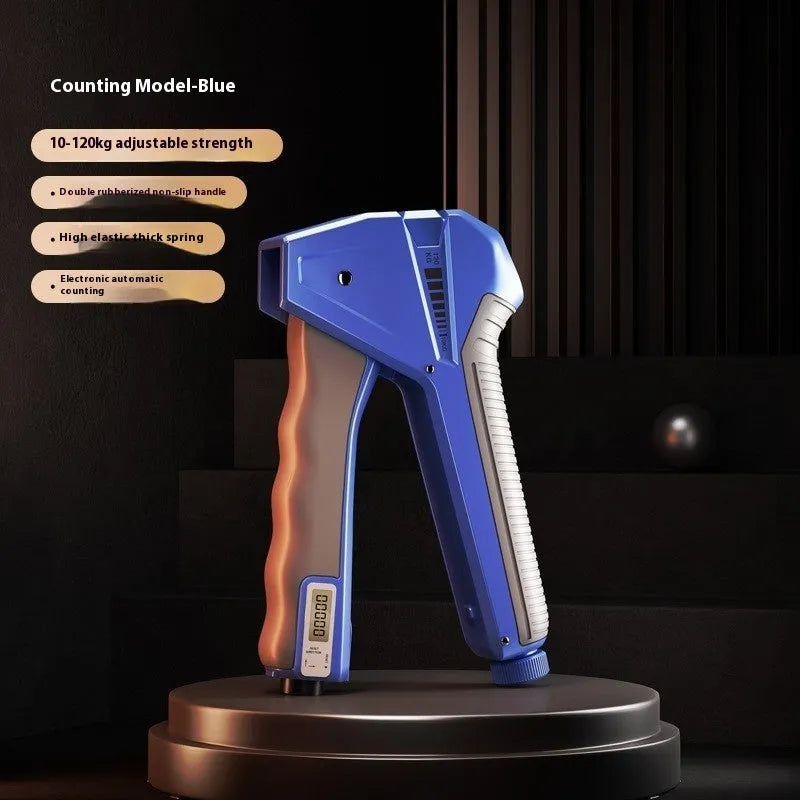 Adjustable hand gripper exercise equipment with mechanical force counter display in multiple colour options