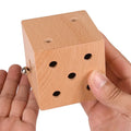 Dice maze wooden educational toy, 8.2cm cube ball labyrinth on white background