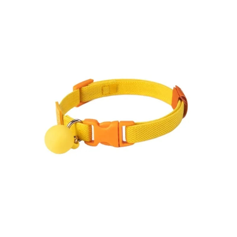 A small, high-elasticity polyester dog collar in a monochrome colour, showing the plastic buckle and adjustable strap.