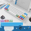 RK61 compact wireless mechanical keyboard with carrying belt shown in dual-mode use.