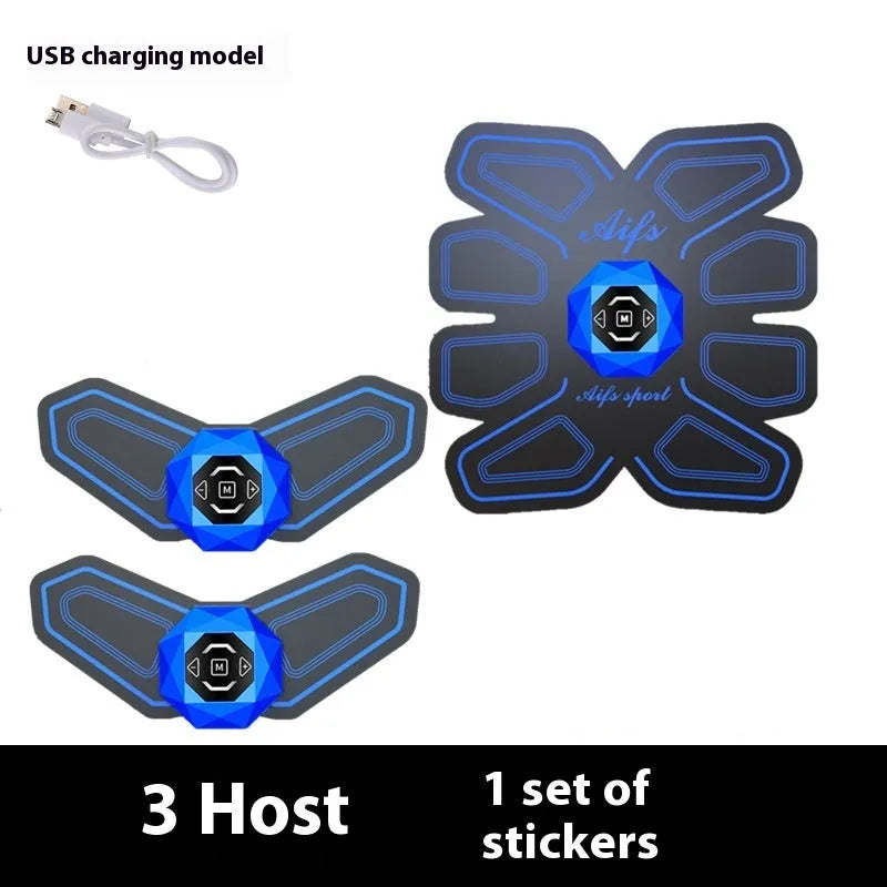 Eight-piece abdominal muscle massage patch set for waist reduction and body sculpting with multiple colour options