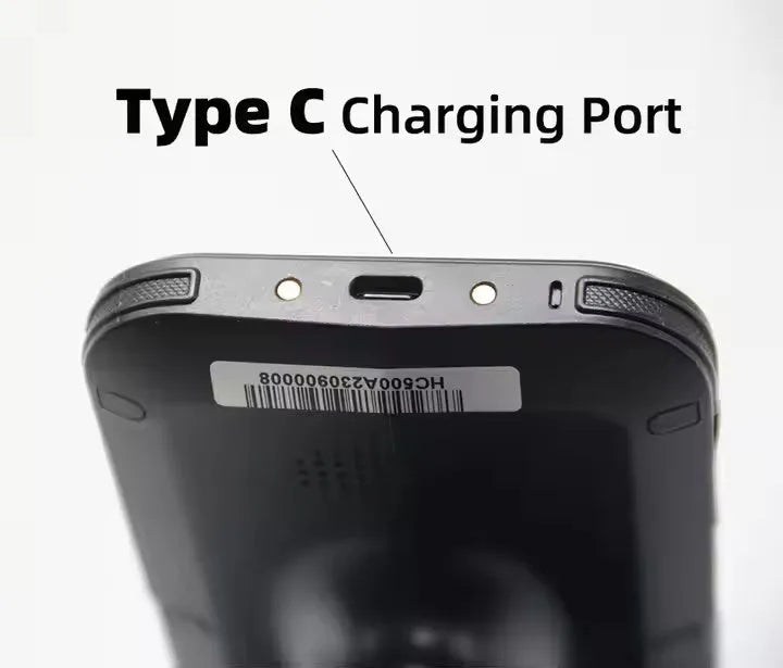 SLP-05 black Android handheld UHF RFID reader and scanner with display screen.