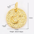 Micro-inlaid cubic zirconia pendant featuring a star and moon motif, approximately 1.5 cm diameter