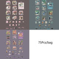 Encounter Cafe Series hand account sticker package with retro cafe designs, 25 or 75 matte paper stickers