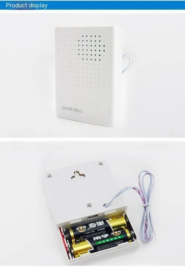 White wired doorbell 87x62x23mm battery-mounted for hotels and home use