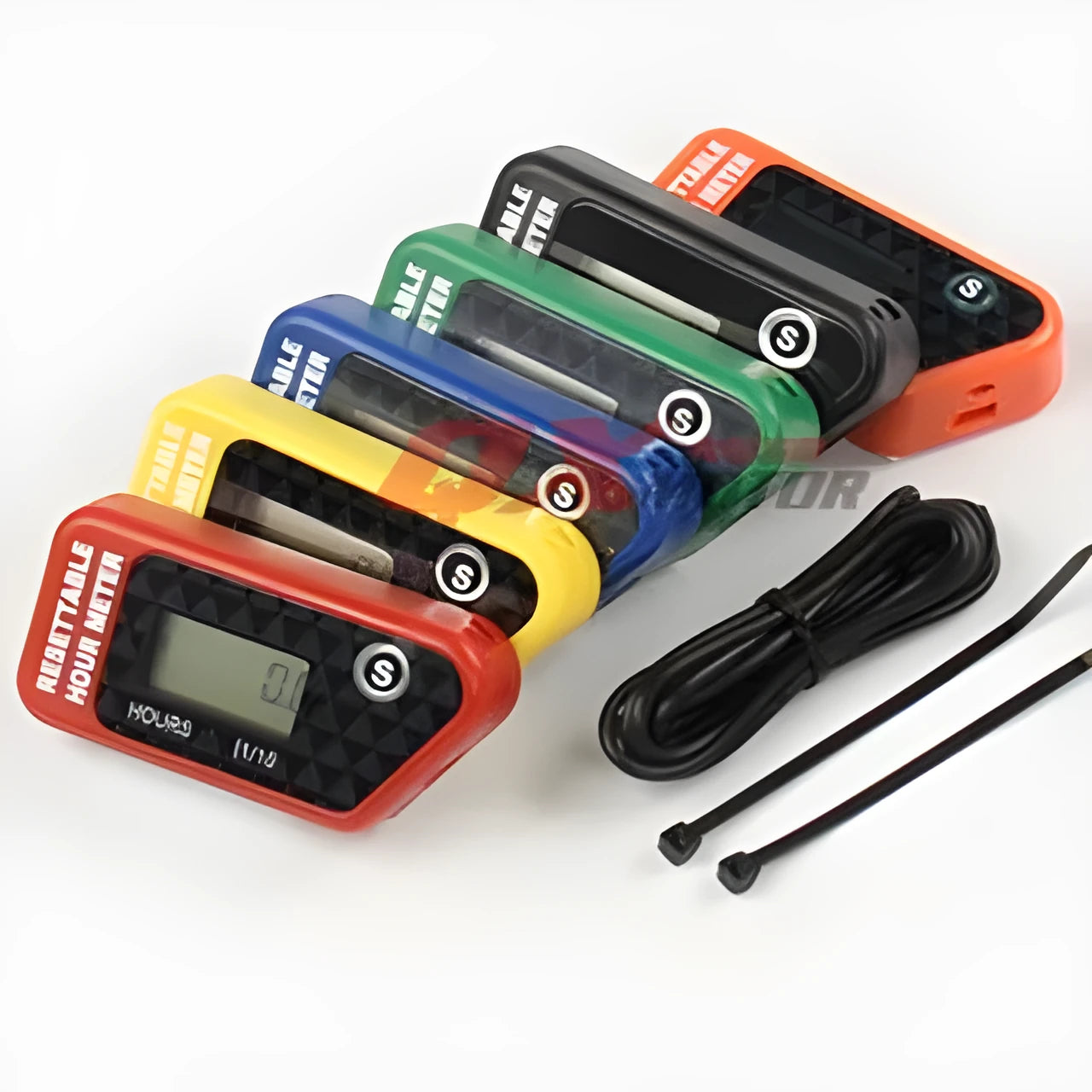 Black waterproof LCD maintenance reminder timer for ATV, motorcycle, motorboat, and generator engines.
