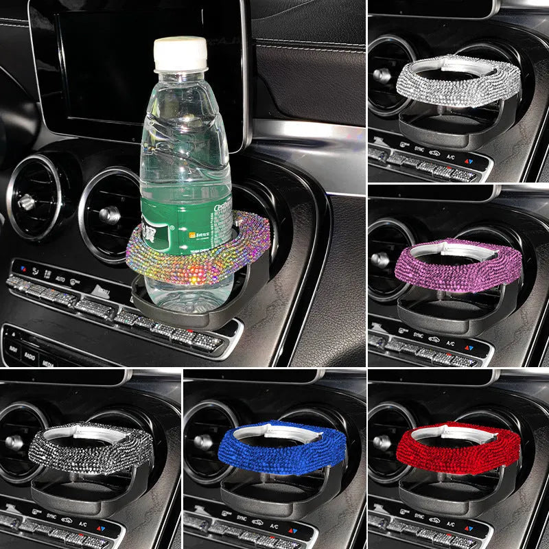 White diamond decorated ABS plastic car air vent cup holder bracket
