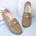 Gommino women's solid colour casual shoes with soft bottom, flat heel, round toe, black or brown, sizes 35-41