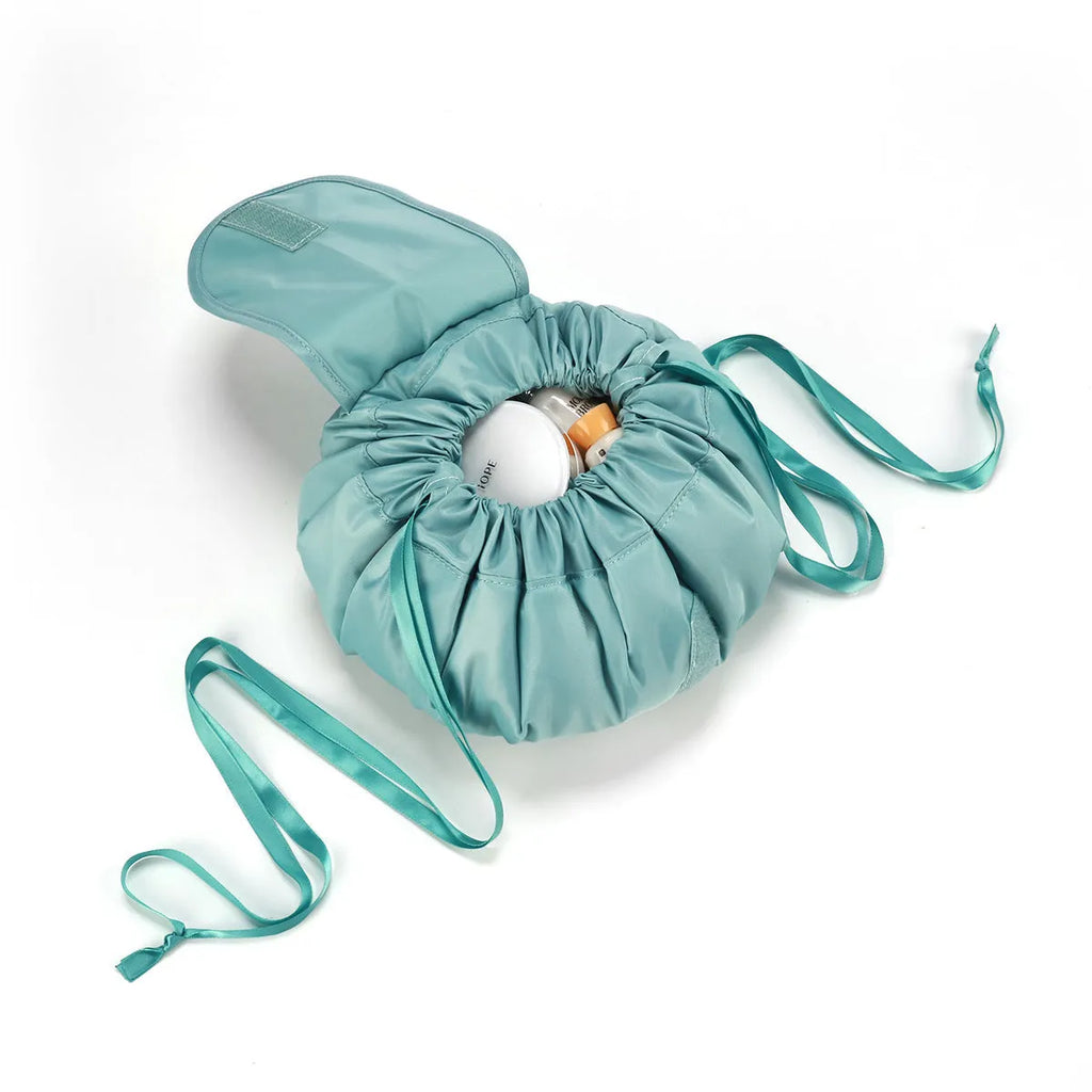 Large capacity waterproof polyester drawstring makeup bag in Korean style, available in multiple colours for travel and home storage