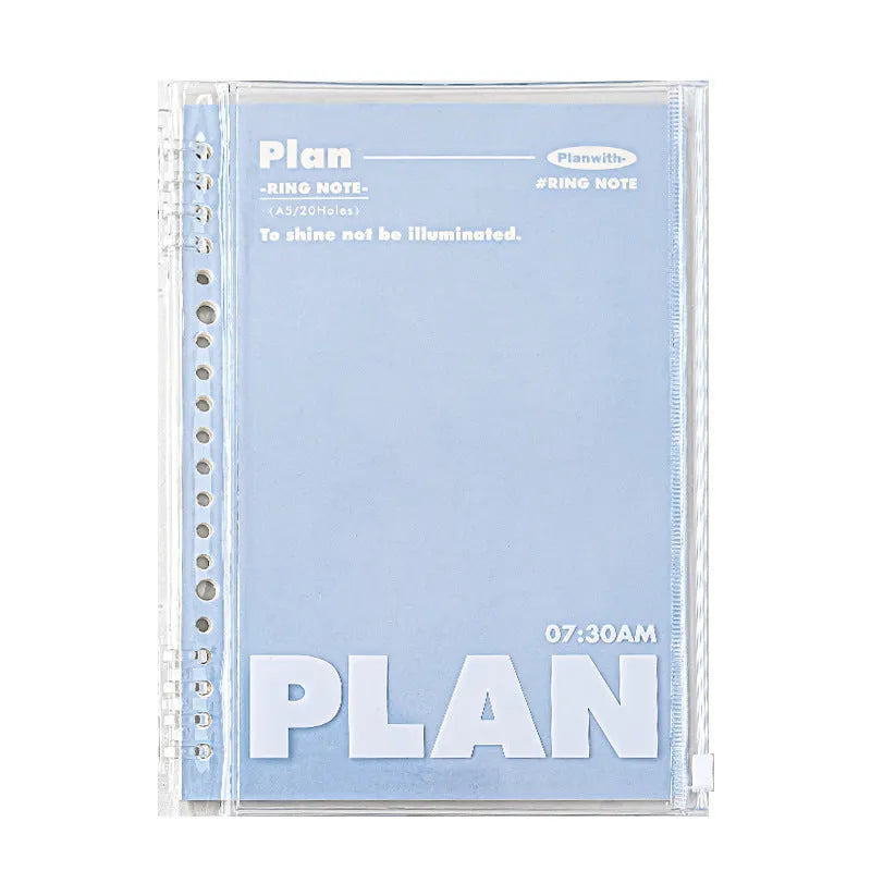 A5 PVC notebook cover for spiral notebooks in white or blue colour options