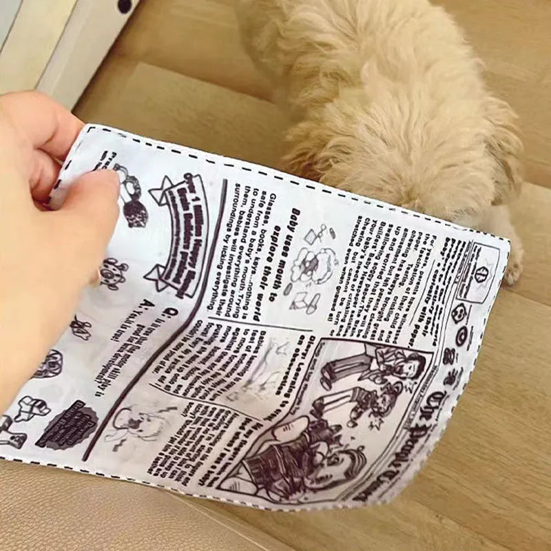 Tearproof squeaking dog toy designed like a newspaper playingcard for corgi and puppy chew play.
