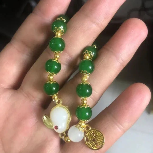 Chinese style glass bracelet with bamboo joint design elements in multiple colour options