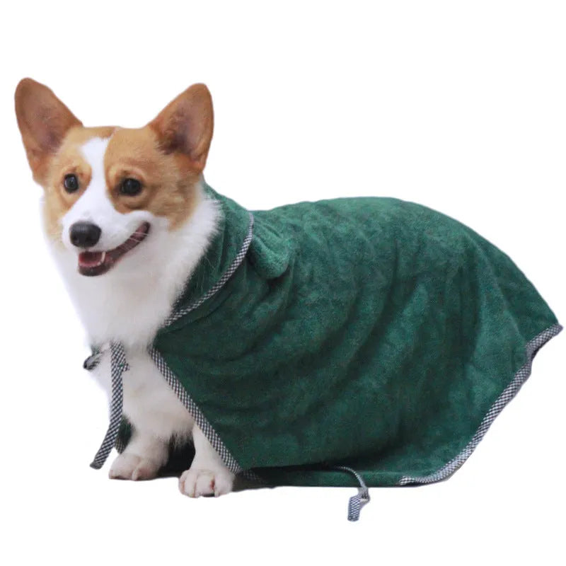 Grey and green ultra-fine fibre pet towels for dogs and cats in three different sizes.