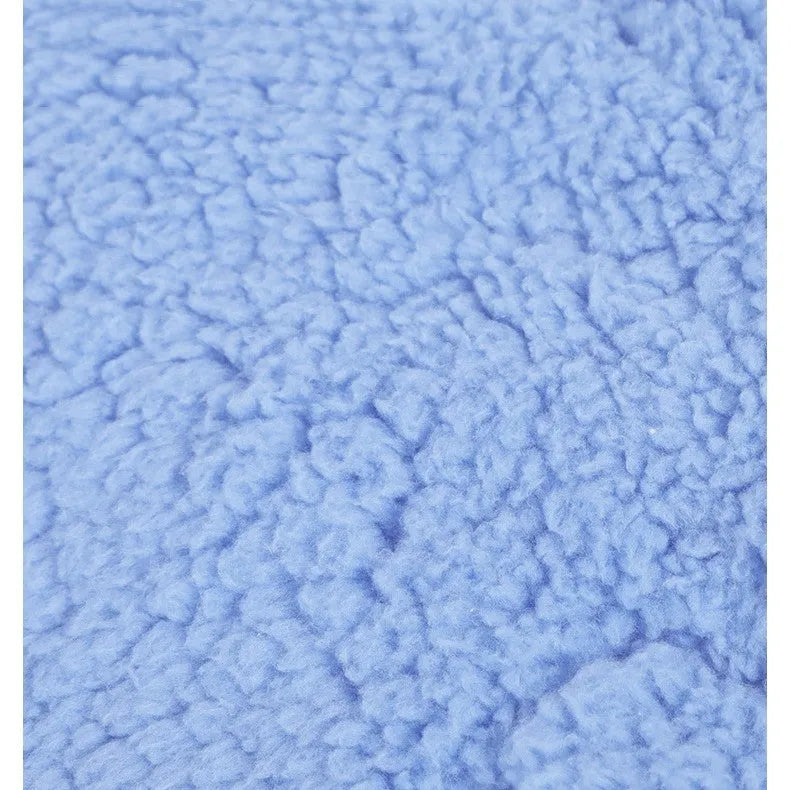 Baby swaddle sleeping bag in baby blue with thickened breast protector, velvet cotton filling, 75x60cm size