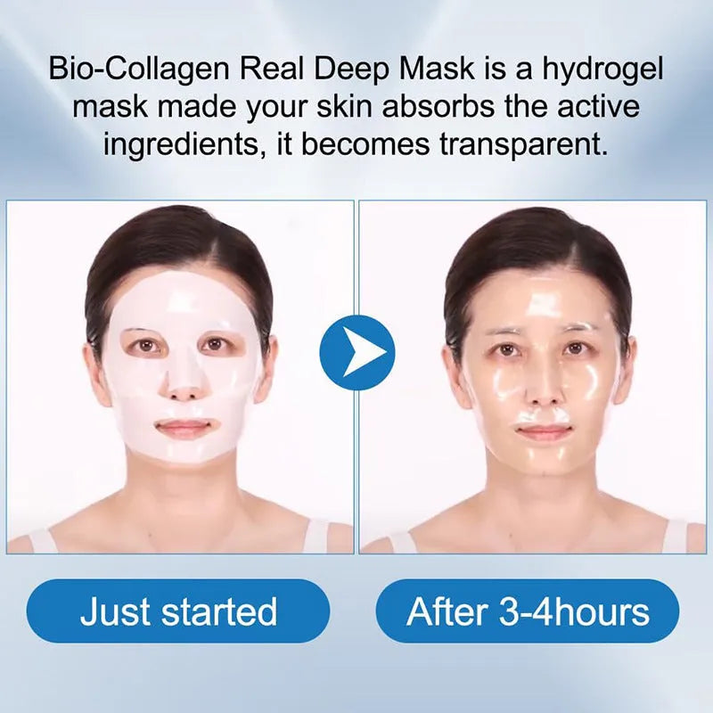 Collagen face mask sheet 34g for deep hydration firming and brightening in 4-piece box