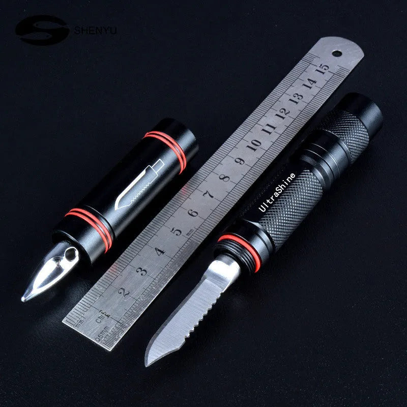 Q5 outdoor strong flashlight with safety hammer black aluminium alloy 6800mAh